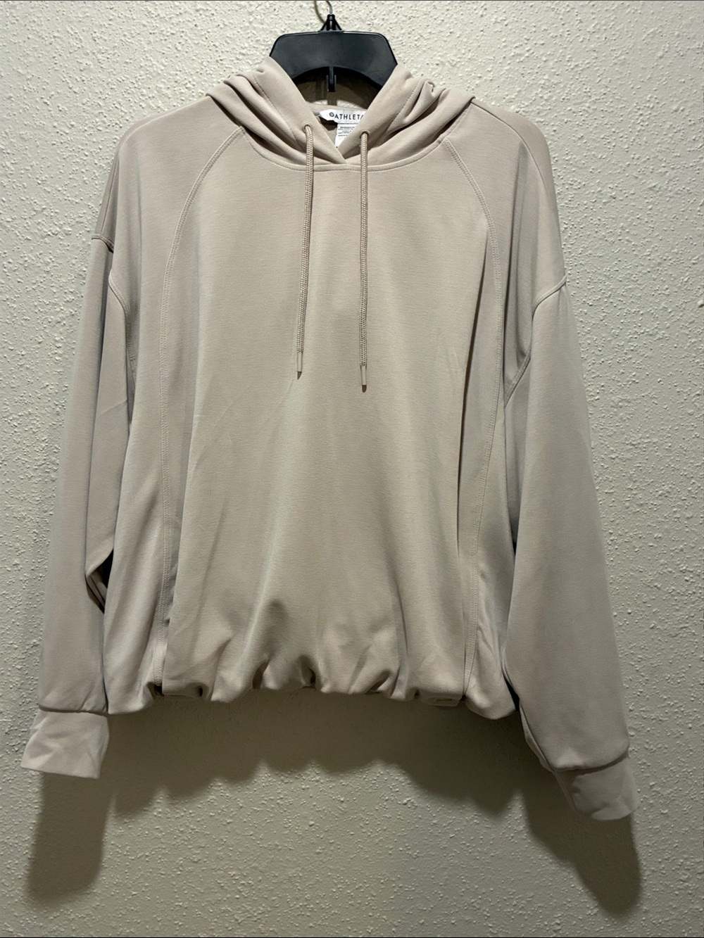 Athleta Light Beige Pullover Hoodie with Drawcord